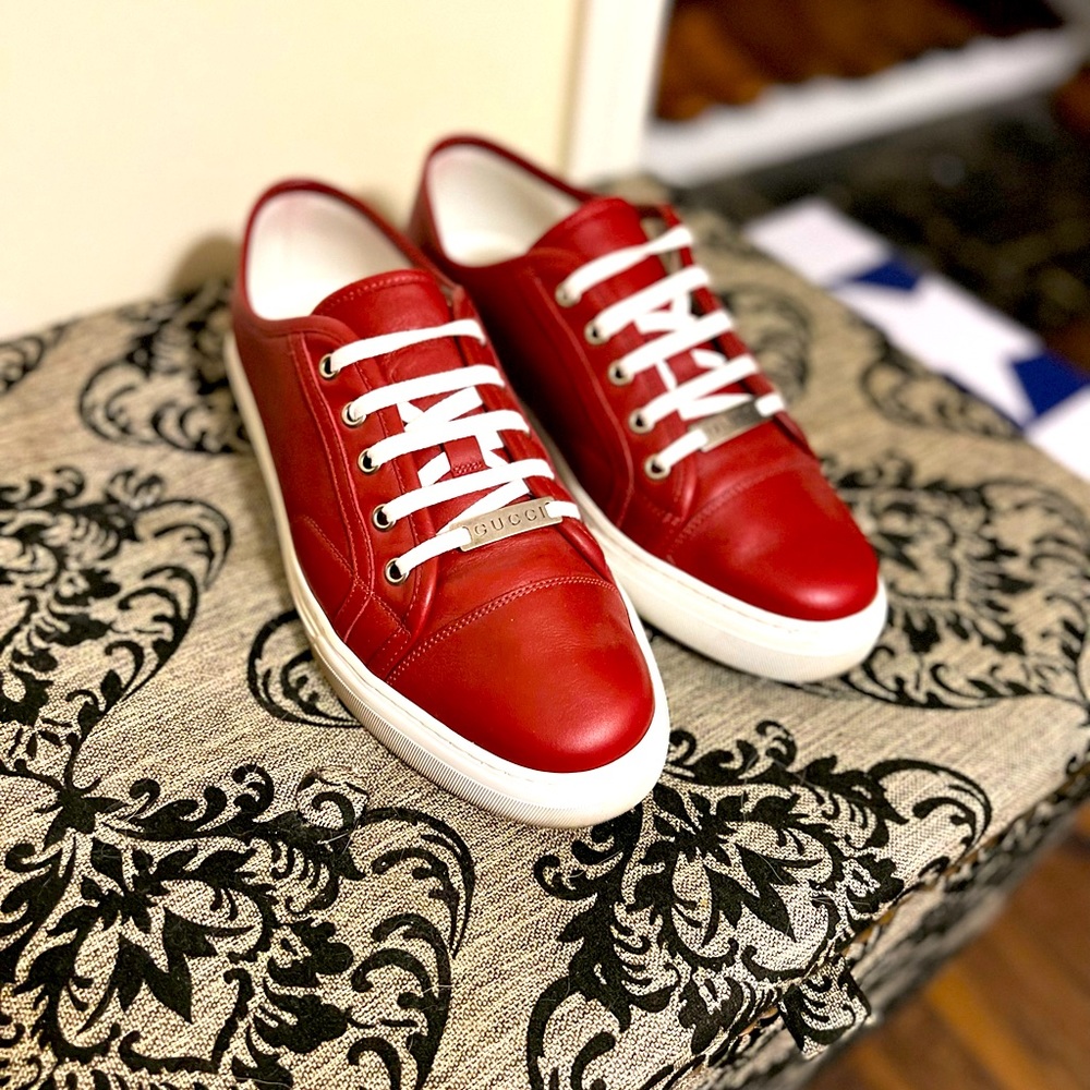 Mens Red low top Gucci Shoes